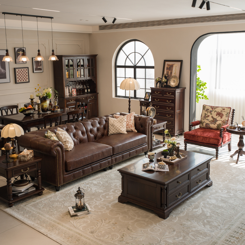 Enjina Home Chesterfield Leather Sofa